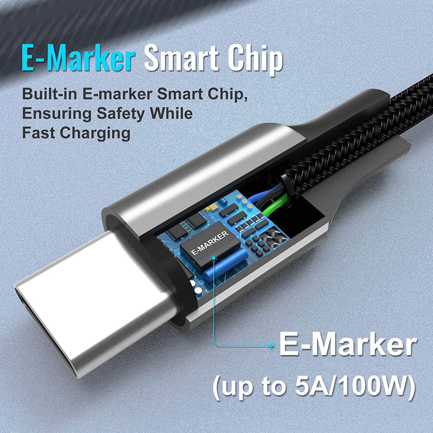 USB C to USB C 100W Fast Charging Cable 6.6ft, 180 Degree Rotatable Type C Charger Cord Compatible with MacBook Pro 2020/2019/2018, iPad Pro 2020/2018,Galaxy S20 S9,Pixel,Switch