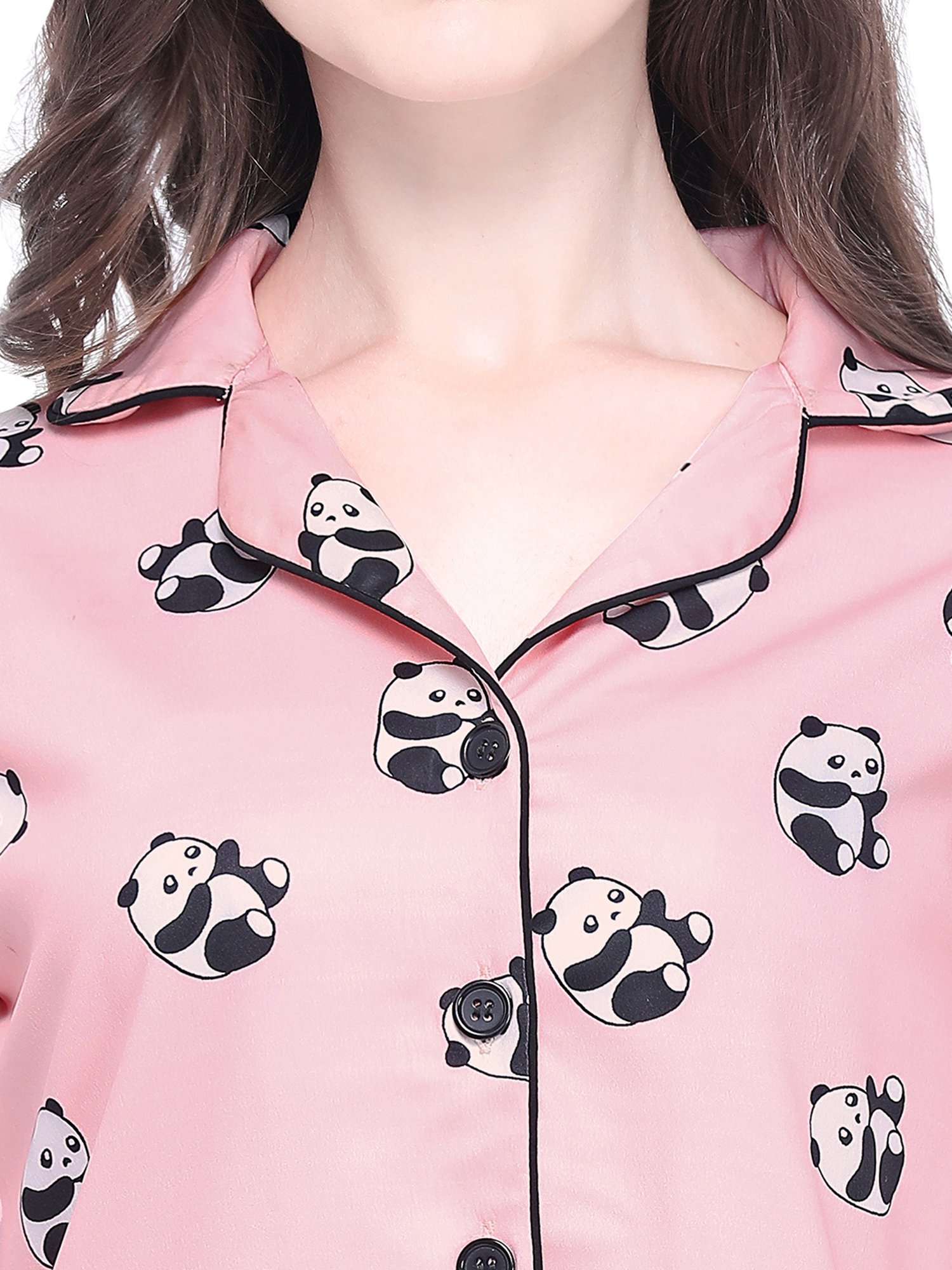 Smarty Pants Pink Satin Print Shirt With Pyjamas