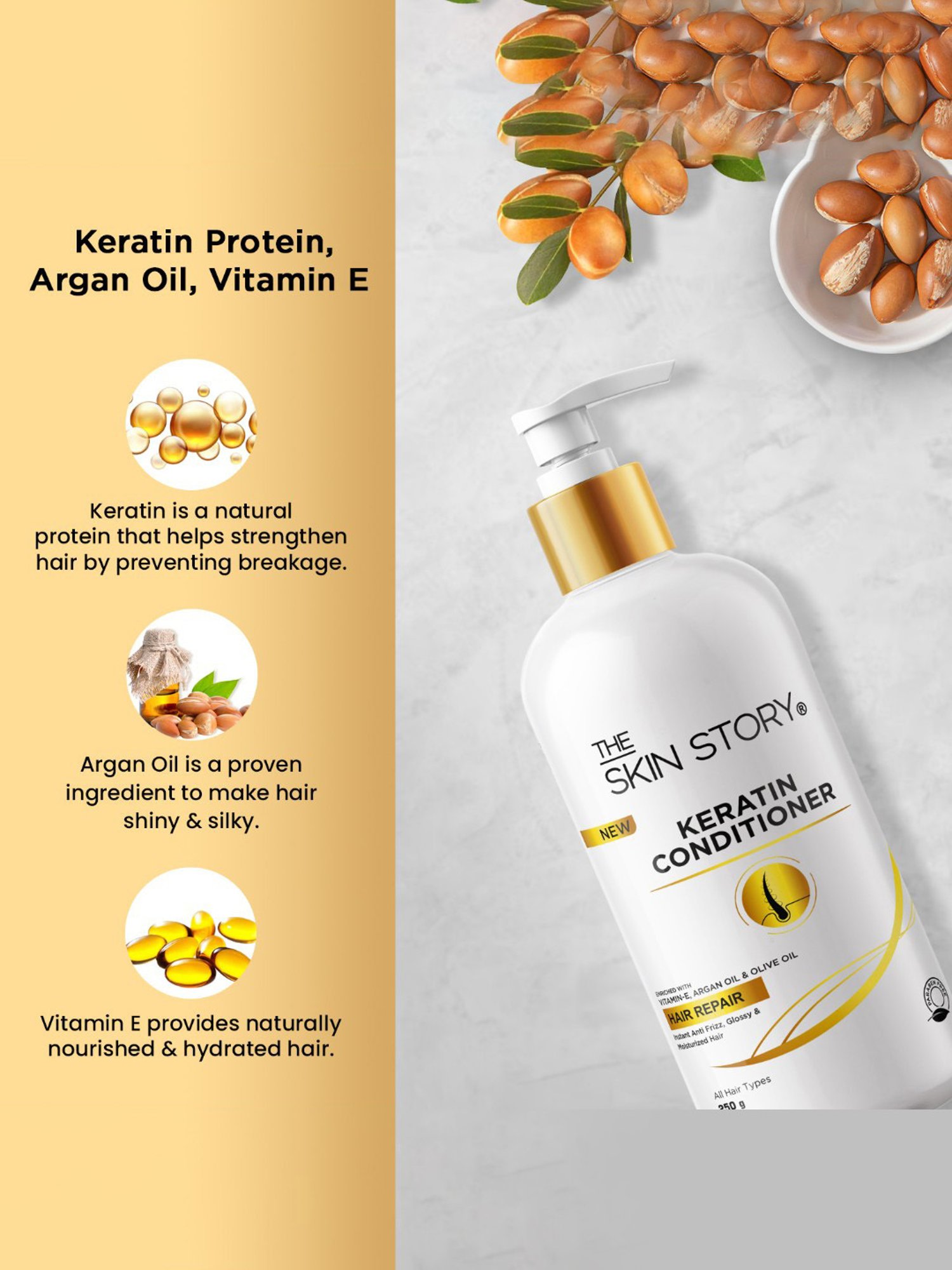 The Skin Story Vitamin E & Olive Oil Hair Repair Keratin Conditioner - 250 gm