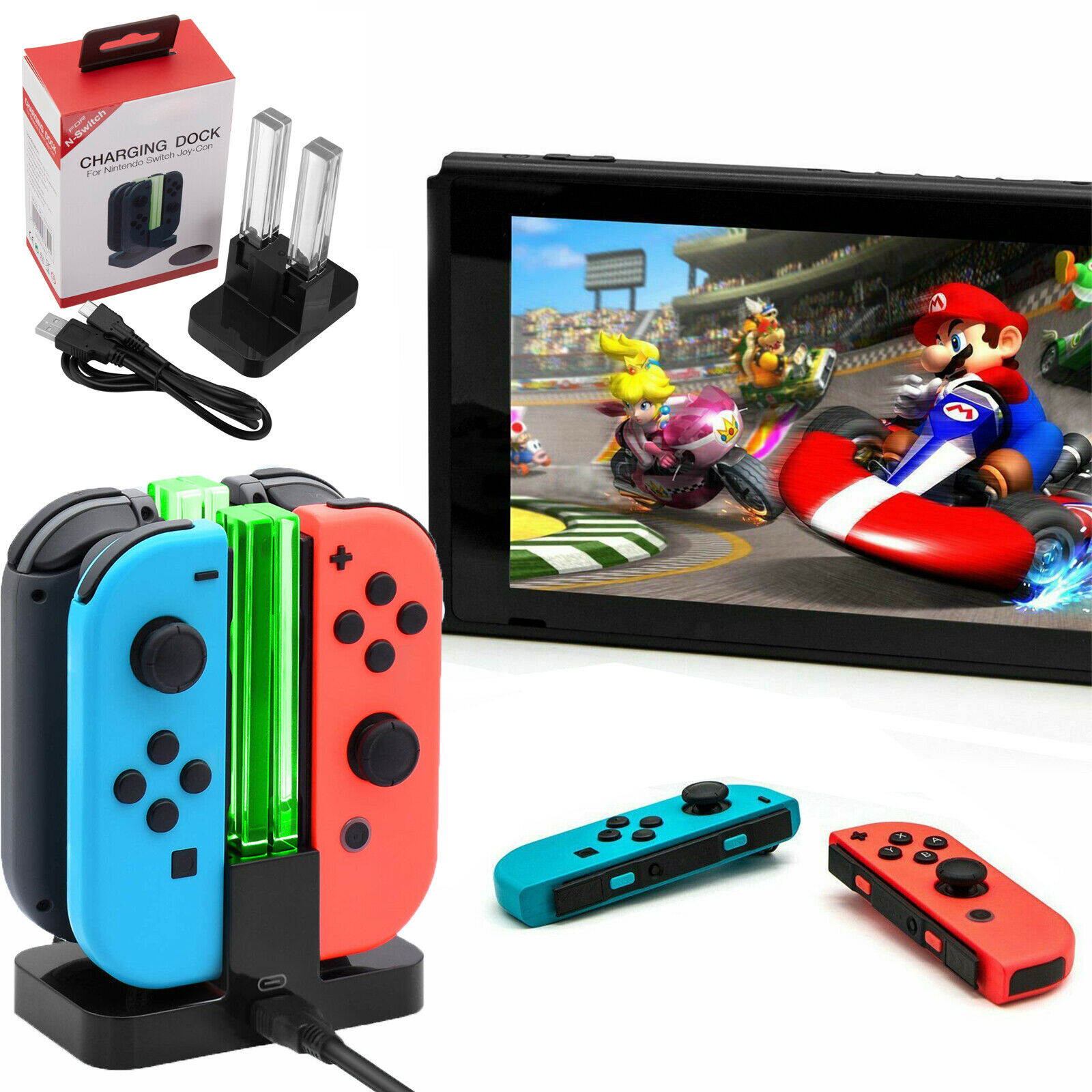 For Nintendo Switch Joy-con 4 Port Controller Charger Charging Dock Station