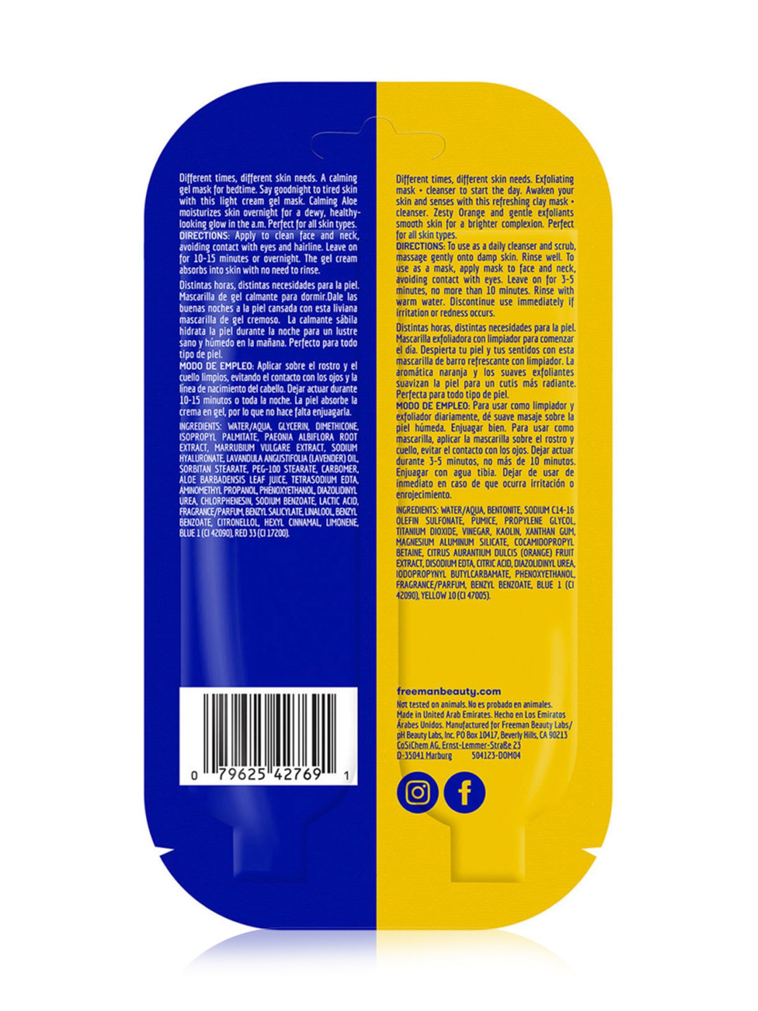 FREEMAN Purifying Day Mask + Cleanser & Night Calming Gel Mask - 14 ml