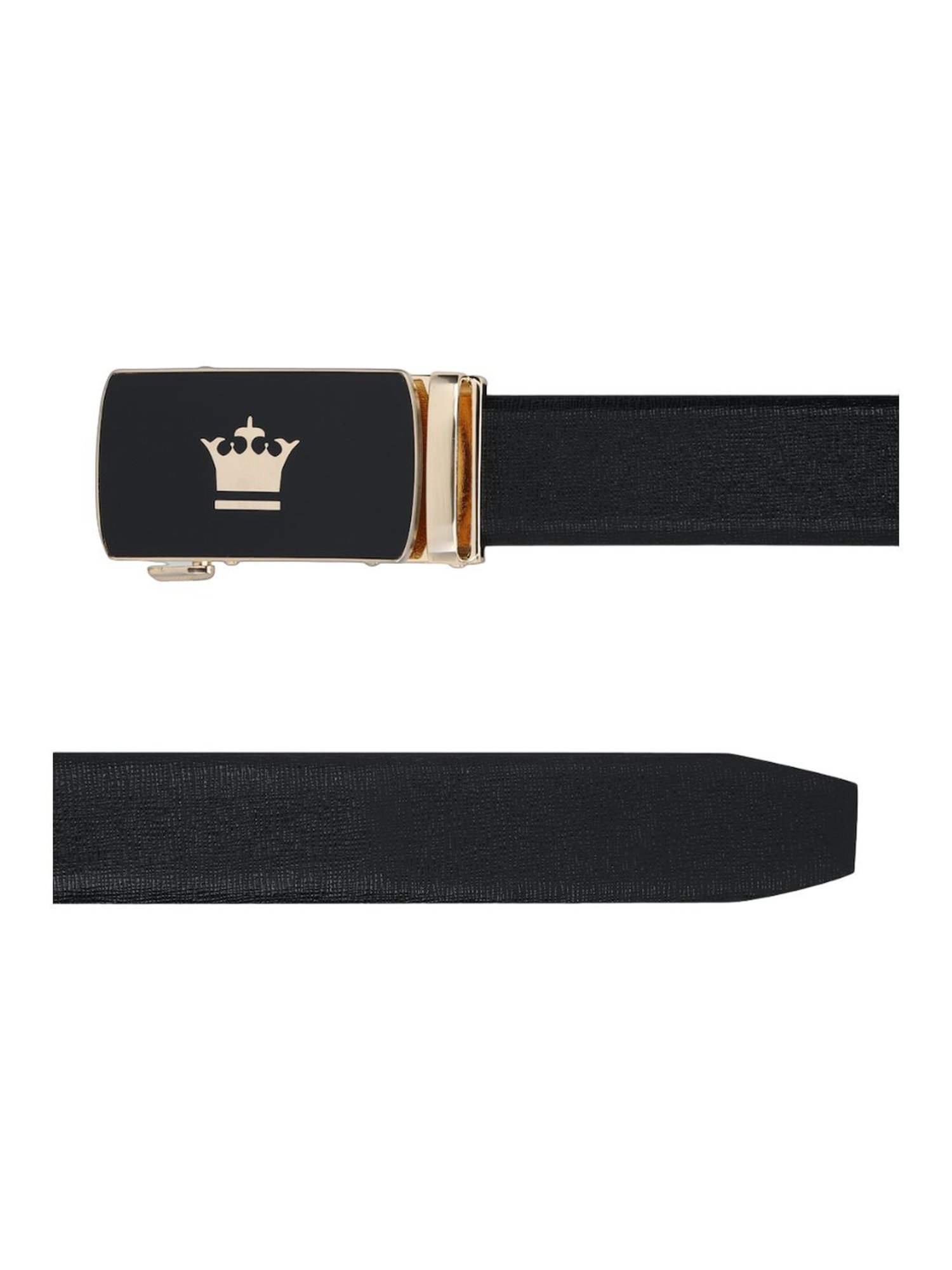 Louis Philippe Black Leather Solid Waist Belt