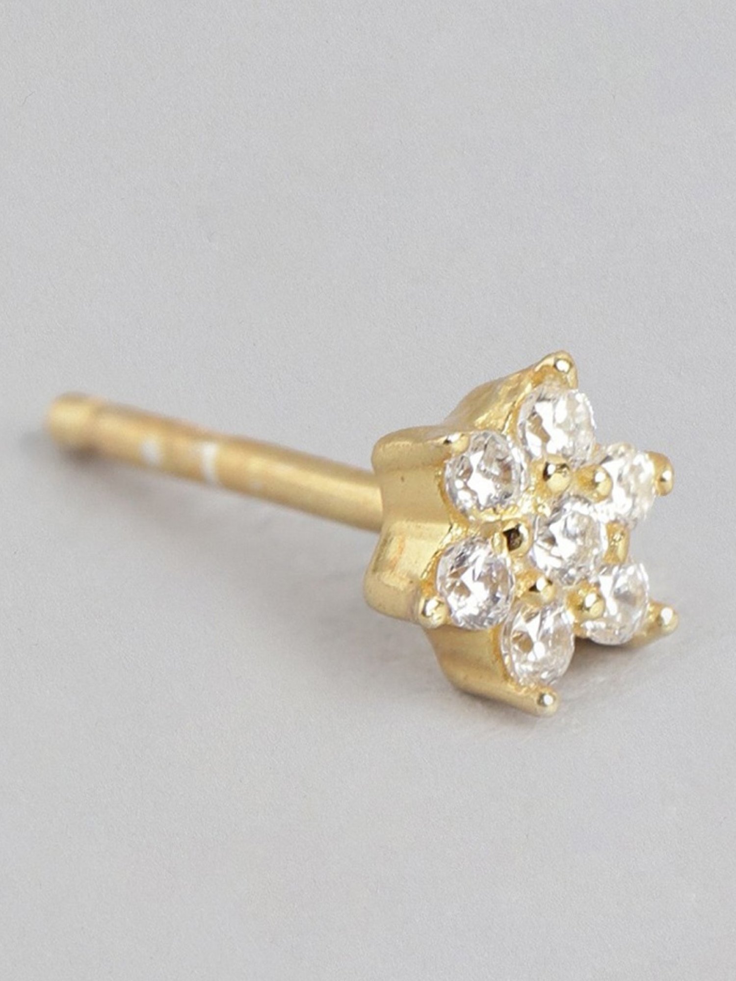 Zavya Enchanting Floral 92.5 Sterling Silver in Gold Plating Stud