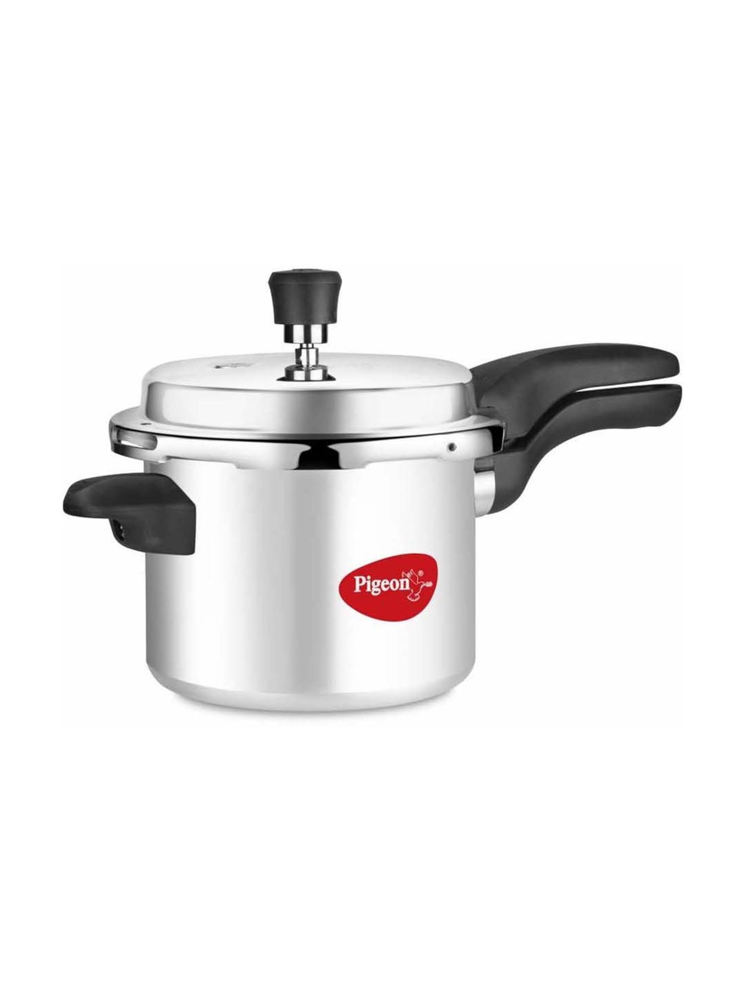 Pigeon Silver & Black Aluminium Induction Friendly Pressure Cooker (5 L) - Set of 1