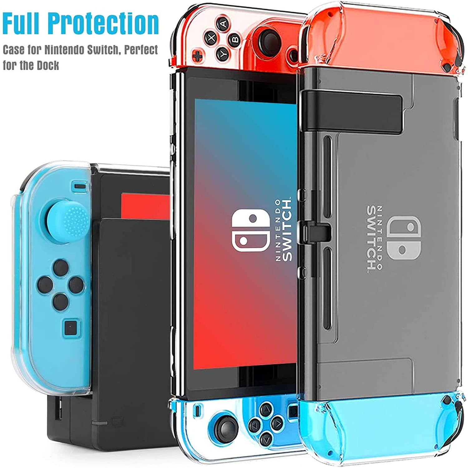 HEYSTOP Switch Carrying Case for Nintendo Switch Case with Screen Protector, 9 in 1 Nintendo Switch Accessories Kit and 6 Pcs Thumb Grip, Nintendo Switch Protective Case