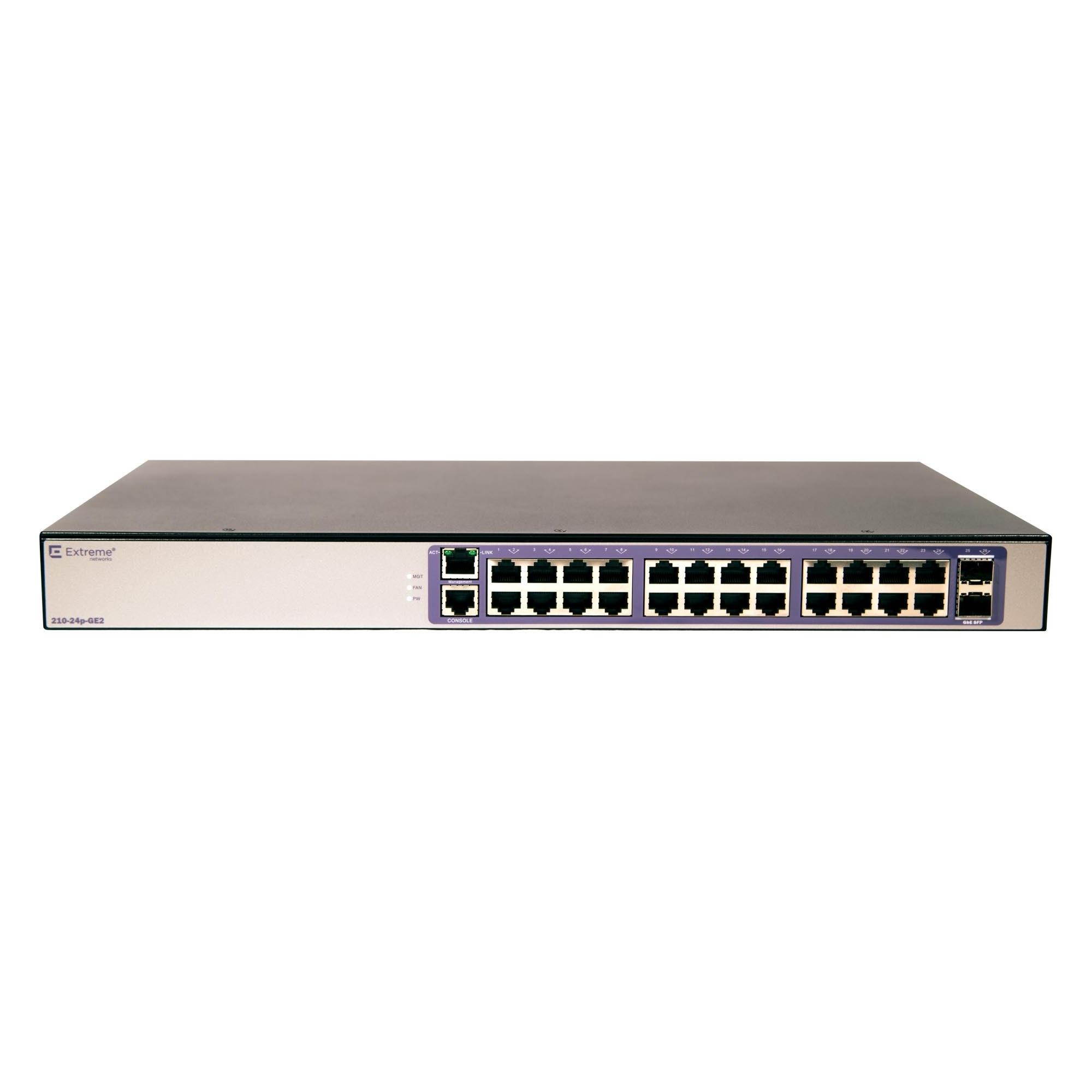 Extreme Networks - 16569 - Extreme Networks 210-24p-GE2 Ethernet Switch - 24 Ports - Manageable - 3 Layer Supported -