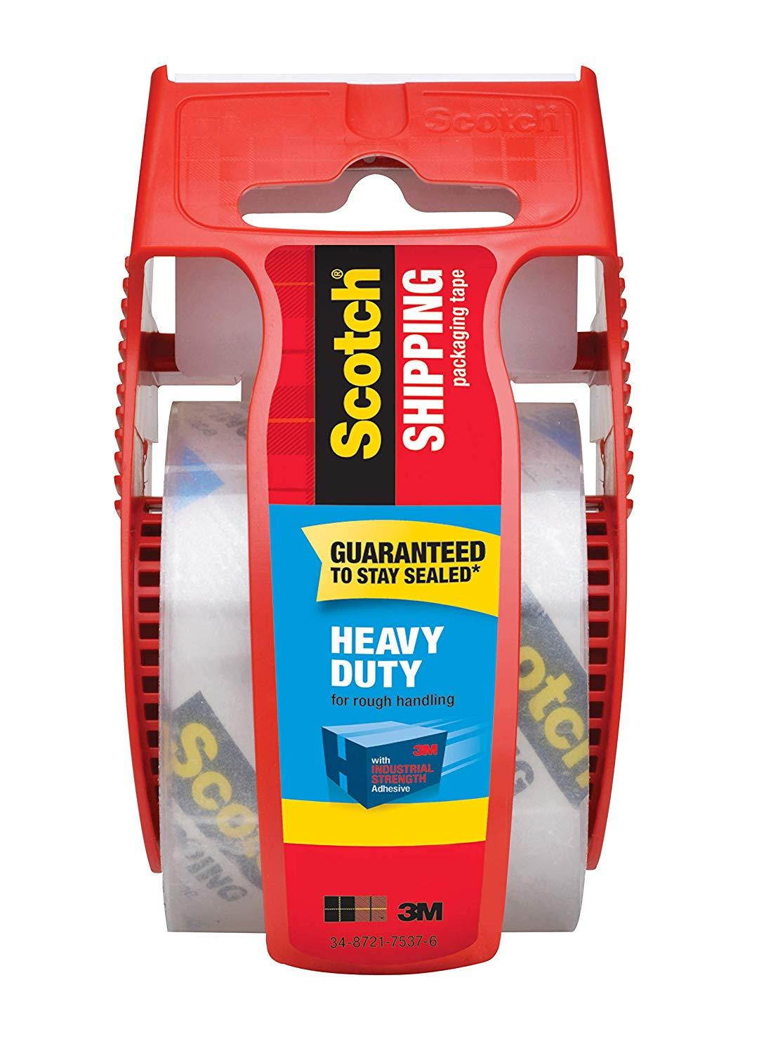 Scotch Heavy Duty Shipping Packaging Tape, 1.88 inches x 800 inches, 6 Rolls with Dispenser, 1.5 inch Core (142-6)