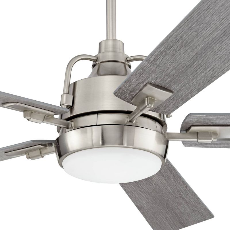 60" Casa Vieja Farmhouse Ceiling Fan with Light LED Dimmable Remote Brushed Nickel Gray Oak for Living Room Kitchen Bedroom Family