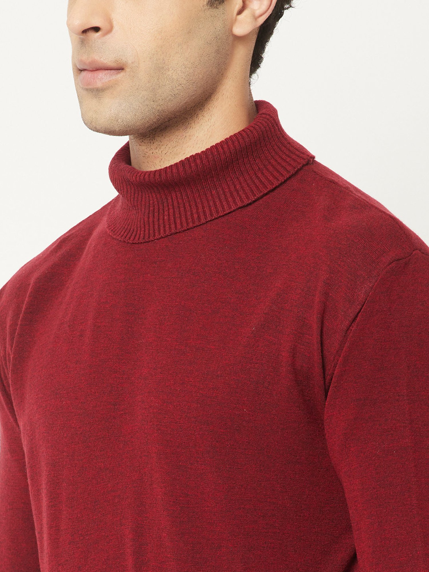 Crimsoune Club Maroon Regular Fit High Neck Sweater
