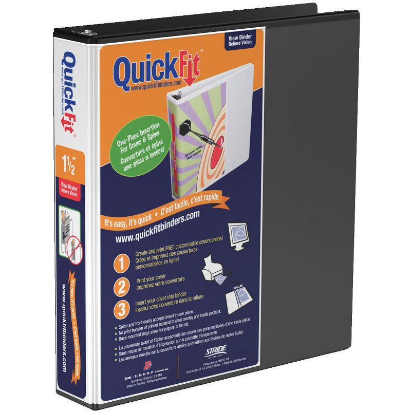 QuickFit Round Ring View Binder, 1-1/2 Inches, Black