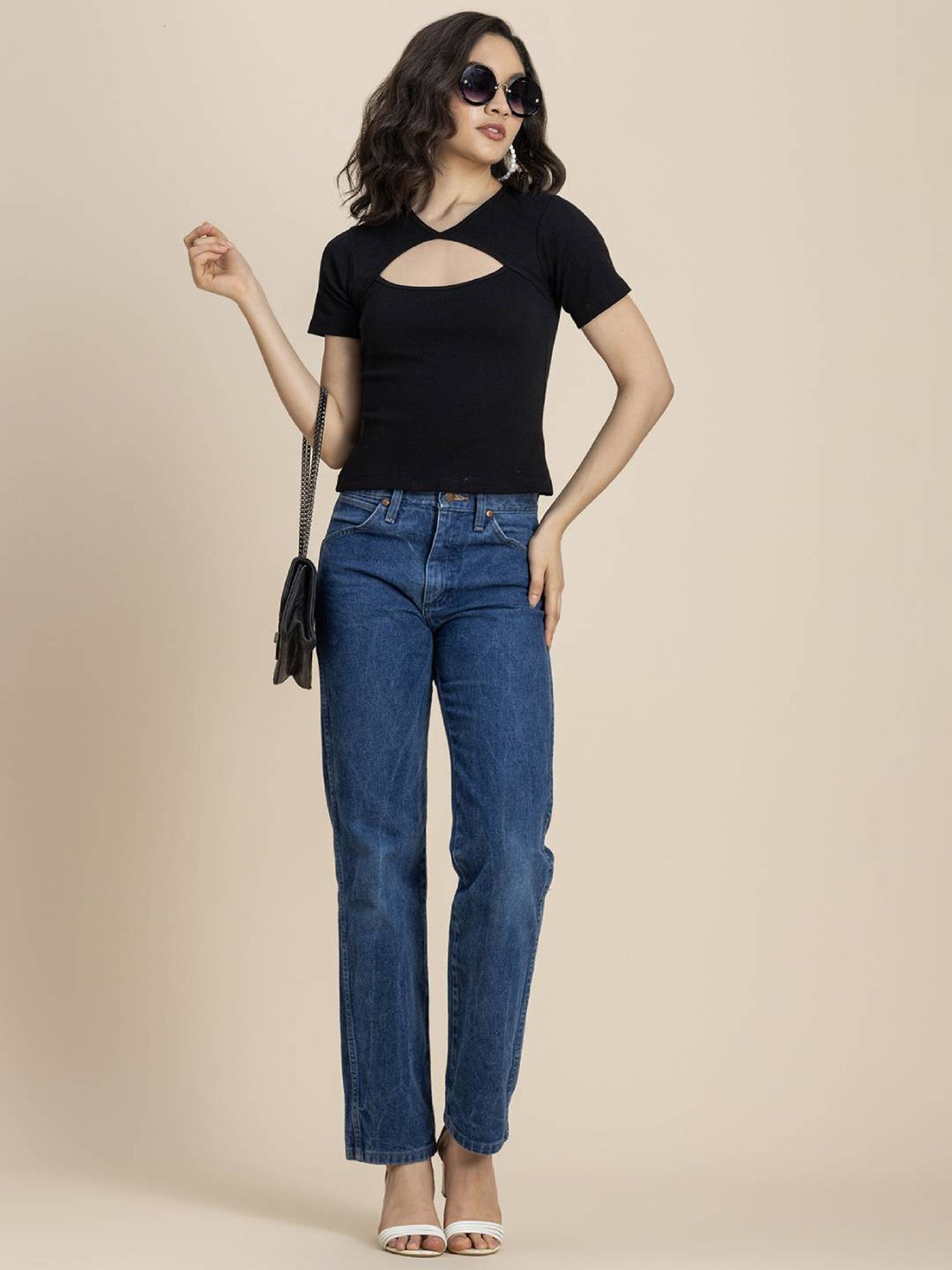 Moomaya Black Slim Fit Top