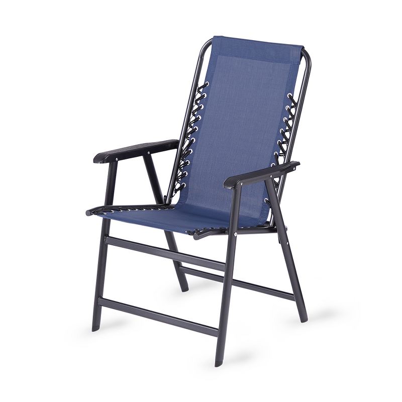 Caravan Canopy Infinity Suspension Steel Frame Folding Chair, Blue (2 Pack)