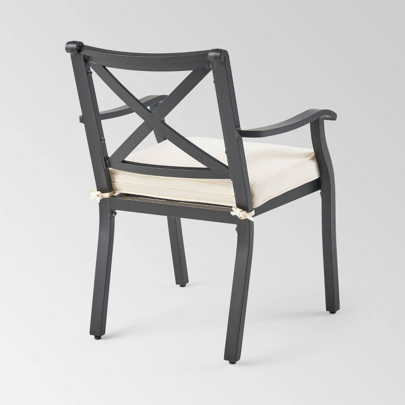 Navan 7pc Aluminum Dining Set - Black/Ivory - Christopher Knight Home