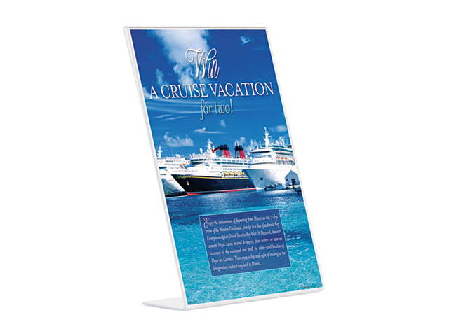 Slanted Sign Holder, Vertical 8 1/2 X 11, Clear