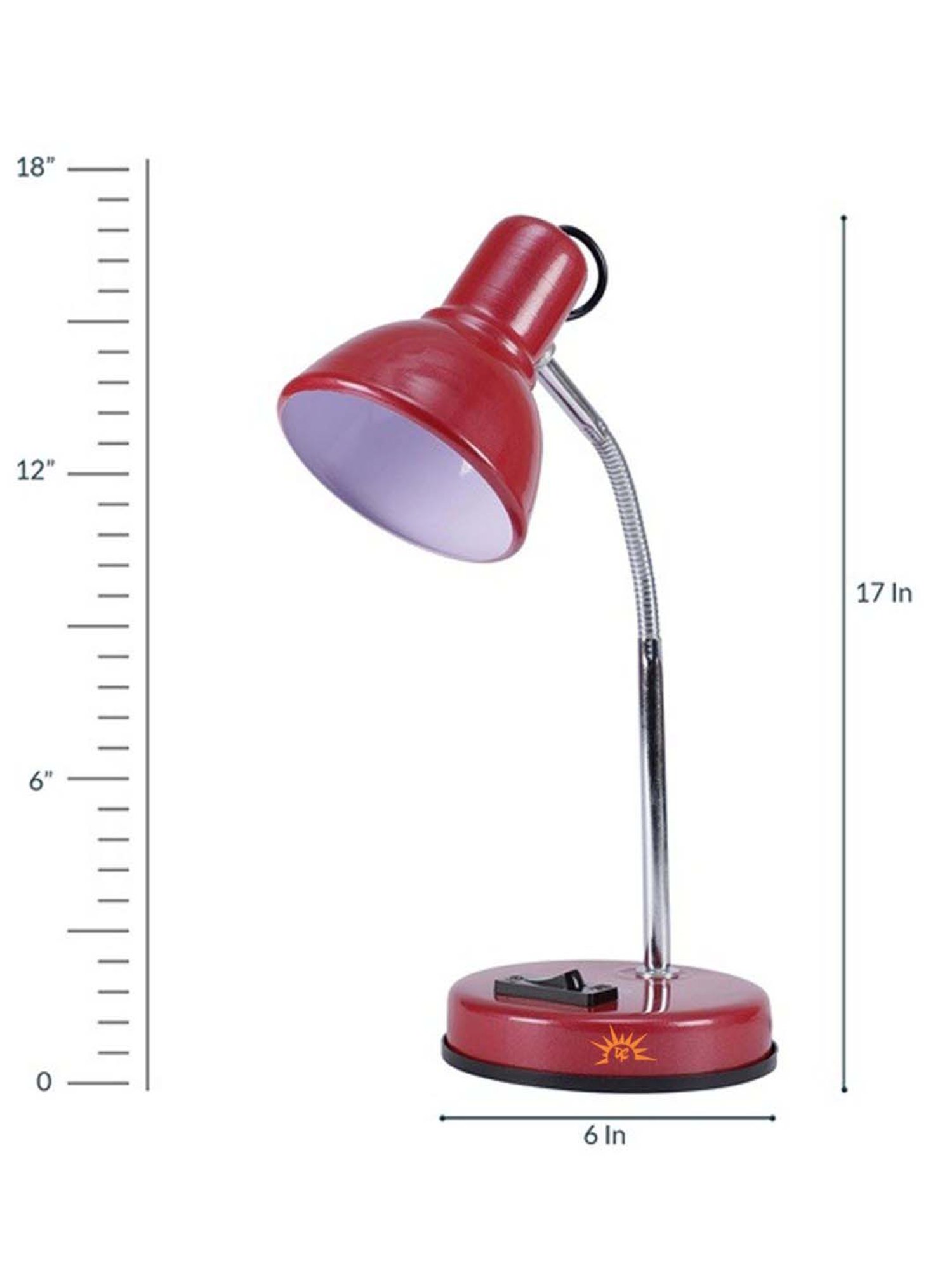 DecorativeRay Red Iron Study Table Lamp - Set of 1