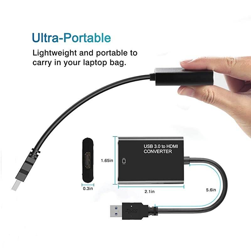 to HDMI Adapter, Full HD 1080P to HDMI Video Adapter with Audio Output for Multiple Monitors, Compatible with Windows XP 7/8/8.1/10 [ Not Support Mac & Vista ]