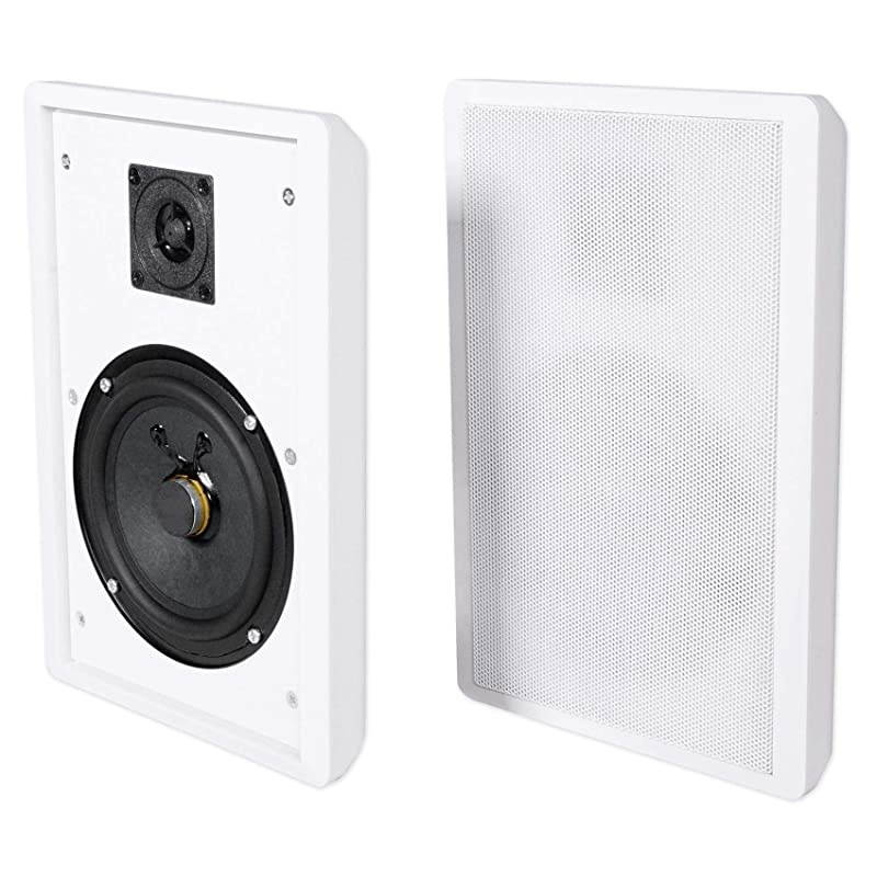 Pair  Rock Slim 70W White 5.25" 70V Commercial Restaurant Wall Speakers