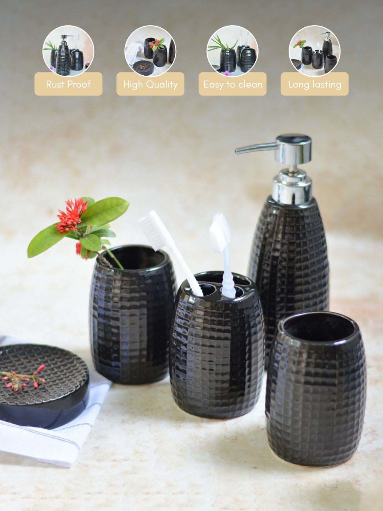 VarEesha Aztec Multicolor Ceramic Bath Accessories - Set of 2