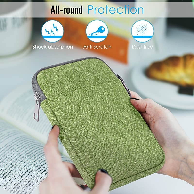 6 Inch Kindle Sleeve Case Fits for AllNew Kindle 10th Generation 2019Kindle Paperwhite 2018 Nylon Cover Pouch Bag for Kindle VoyageKindle 8th Gen 2016Kindle Oasis 6 EReader Green