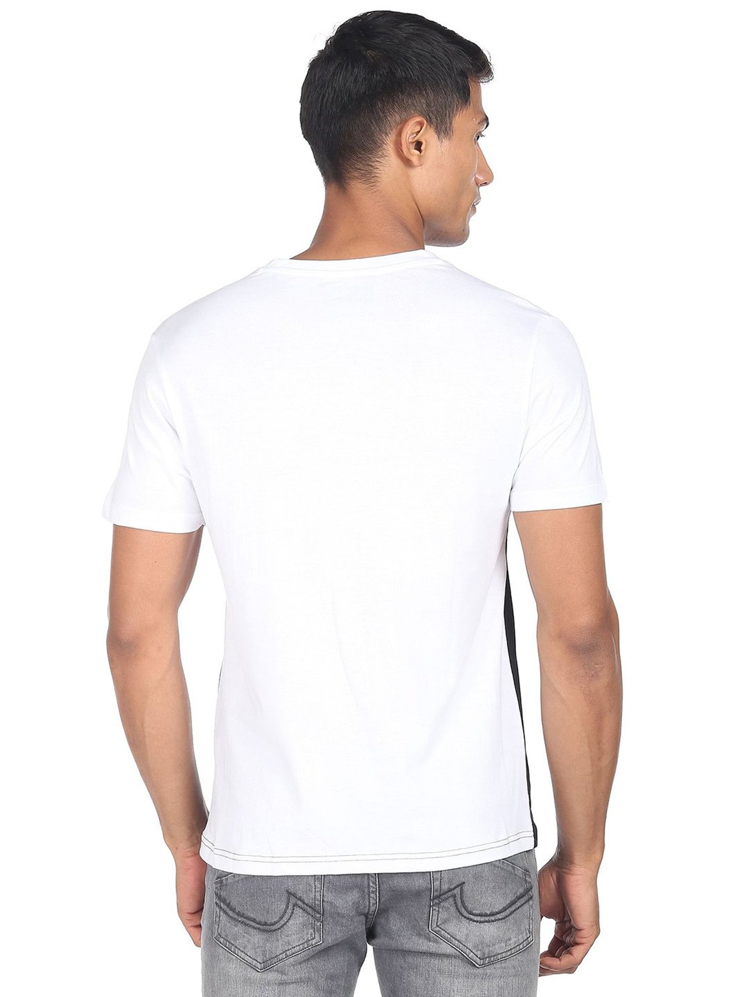 AD by Arvind White Slim Fit Crew T-Shirt