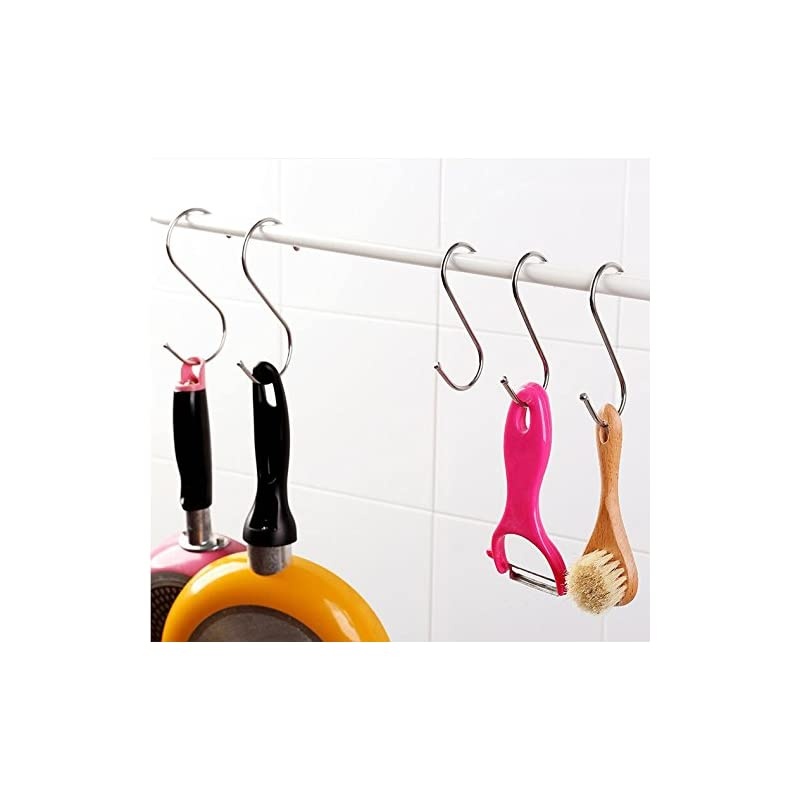 100PCS Scarf Apparel Punch Cup Bowl Kitchen S Shaped Silver Tone Metal Hanging Hooks