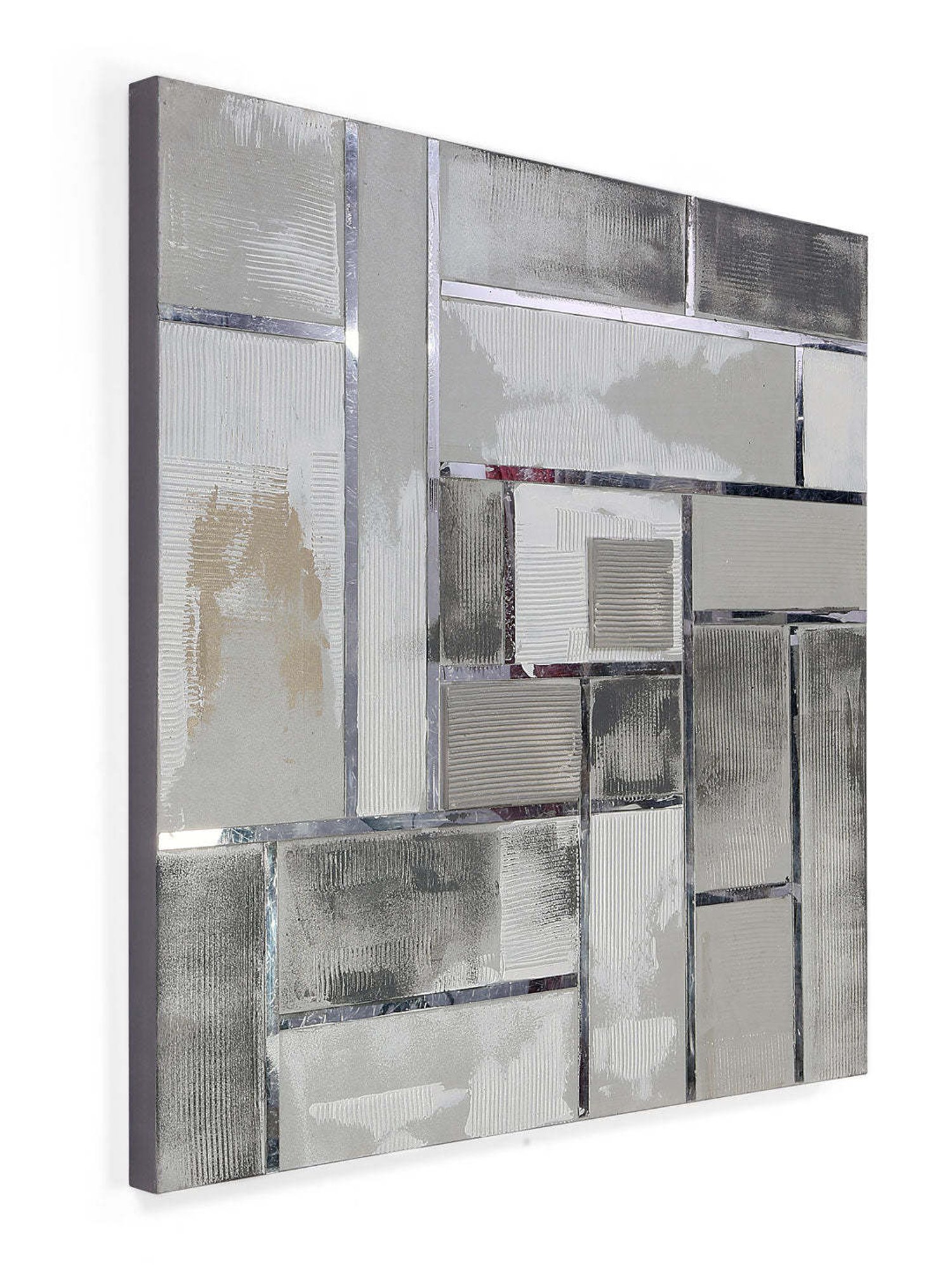 @home Silver Cloth Emboss Geometry Abstract Painting