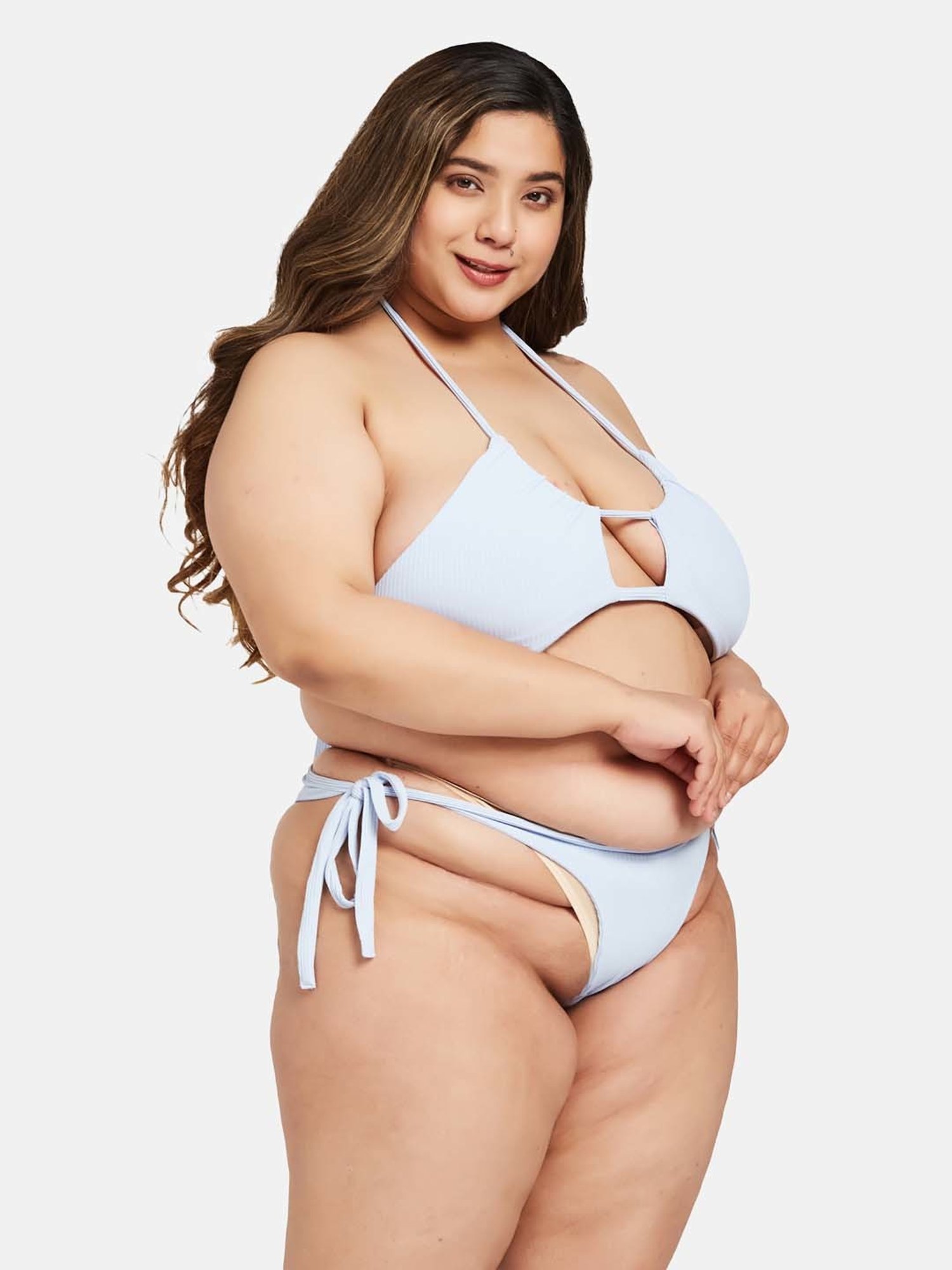 Secrets By ZeroKaata Mild Blue Plain Swimwear Bra Panty Set