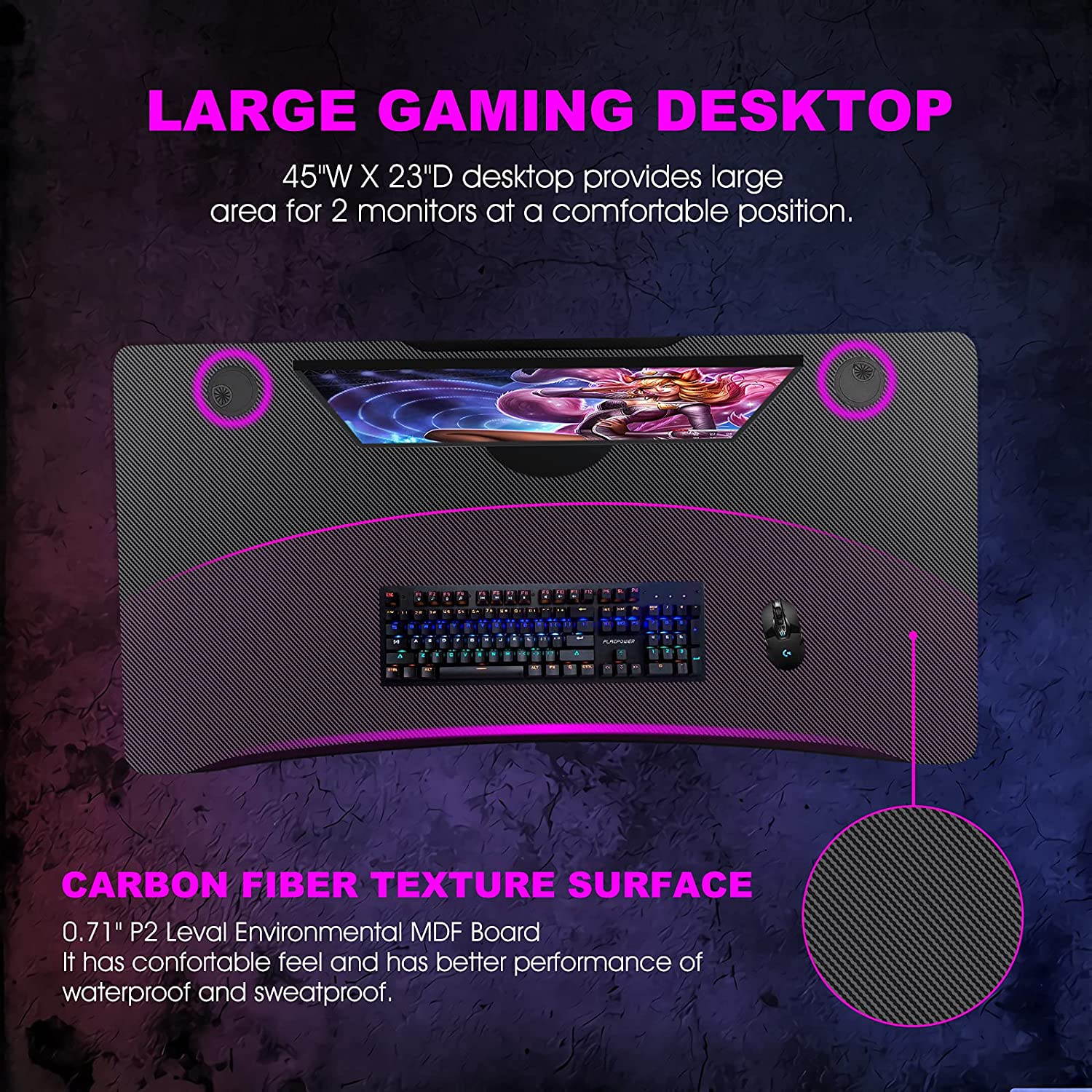 Gaming Desk,45 INCH R Shaped Gaming Table PC Computer Desk Home Office Desk for Men Women/Son (Black)
