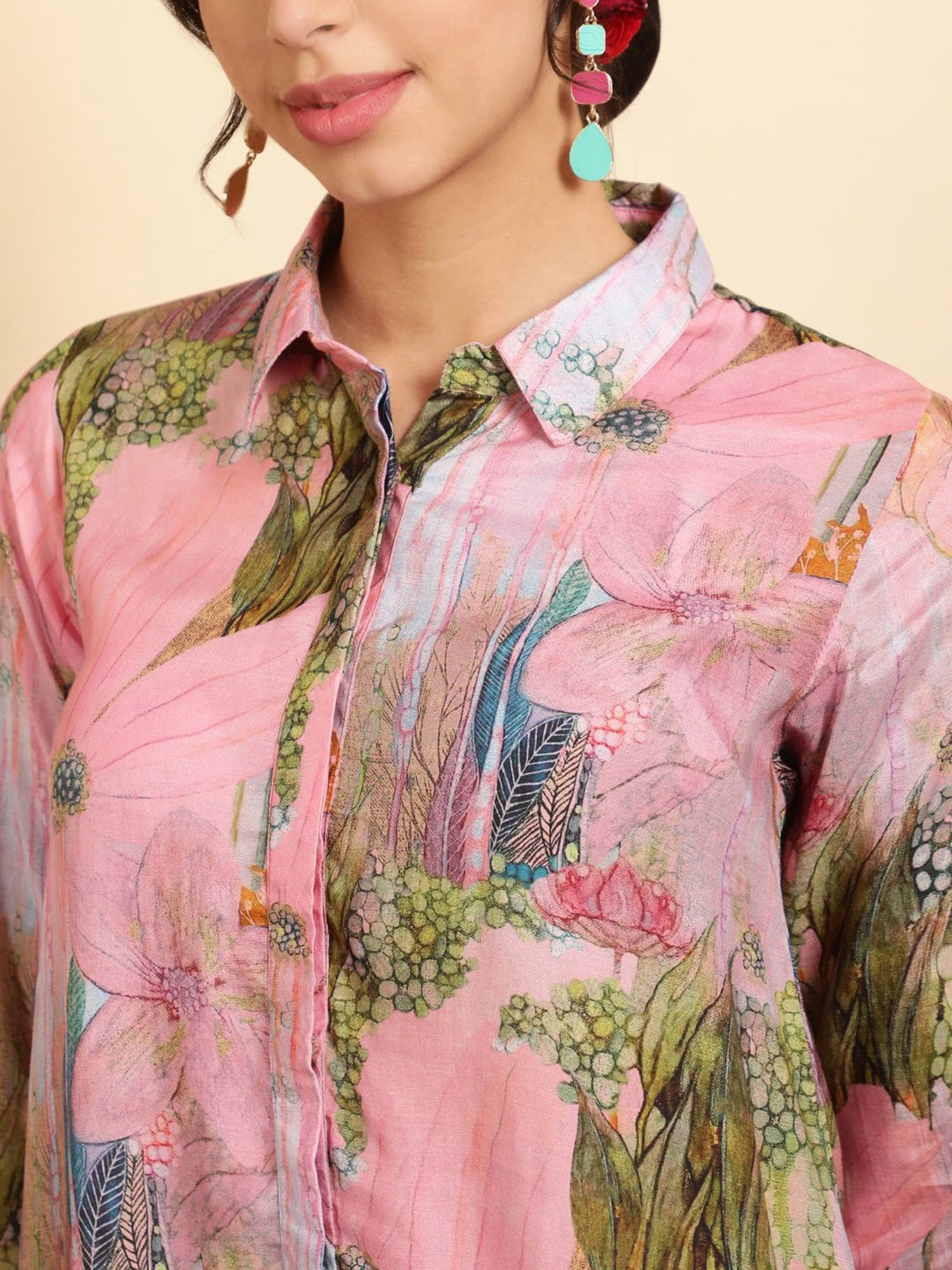 Jaipur Kurti Pink Printed Kurta Pant Set