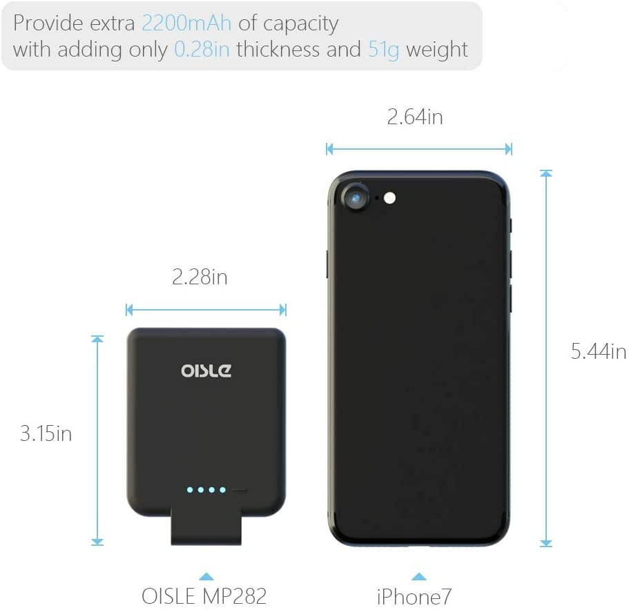 OISLE Portable Charger Mini Power Bank PowerCore 2200mAh Wireless External Backup Battery Pack for iPhone 12/12 mini/12pro/12pro Max 5(s)/6(s)/7(p)/8(p)/X -Black