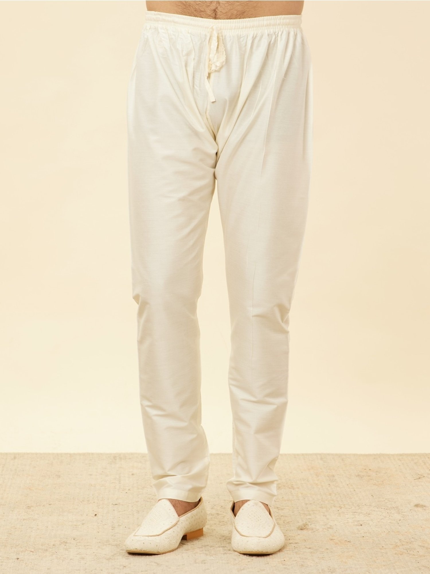 Manyavar Musterd & Begie Regular Fit Printed Kurta Bottom Set