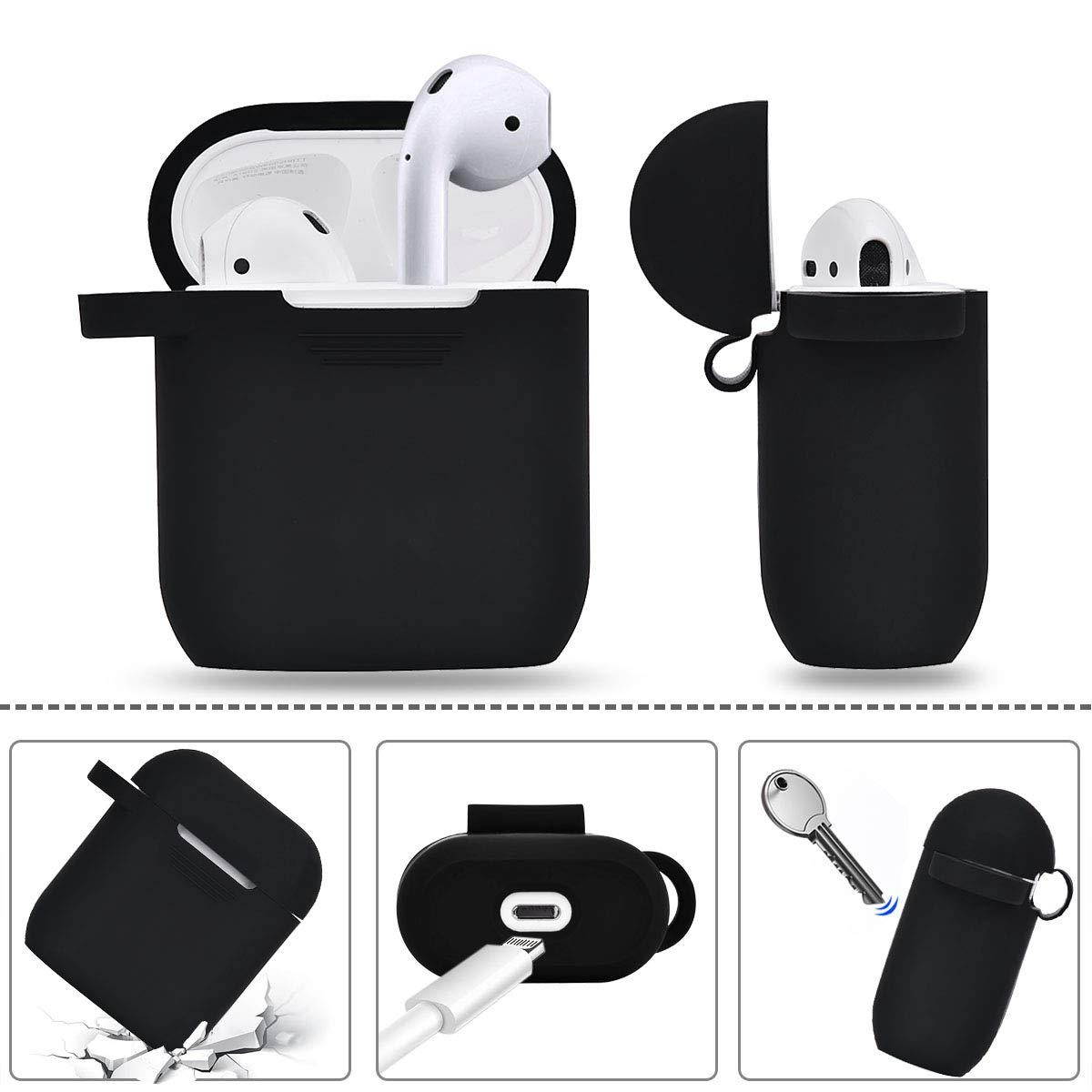 Apple Airpods Case Keychain, Filoto Airpods Silicone Glittery Case, Scratch Proof and Drop Proof Air Pods Protective Cover Skin with Shiny Ball Key Chain (Black)