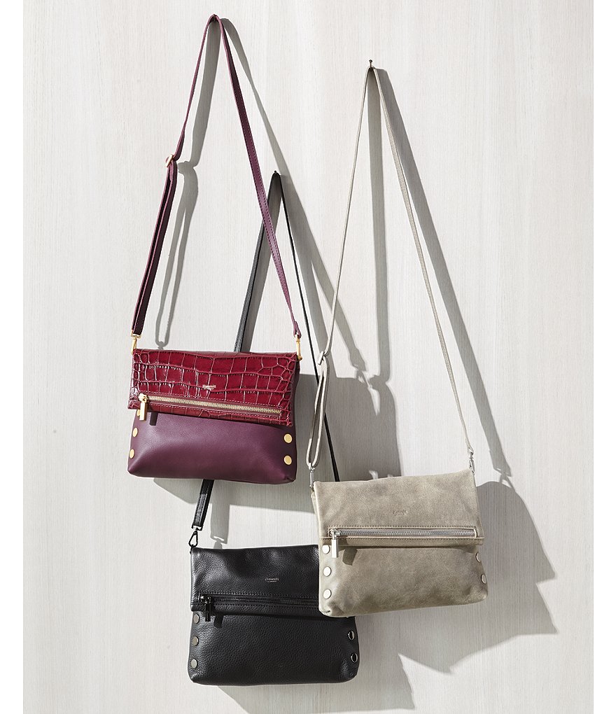 Hammitt VIP Studded Leather Fold-Over Zip Flap Medium Crossbody Bag