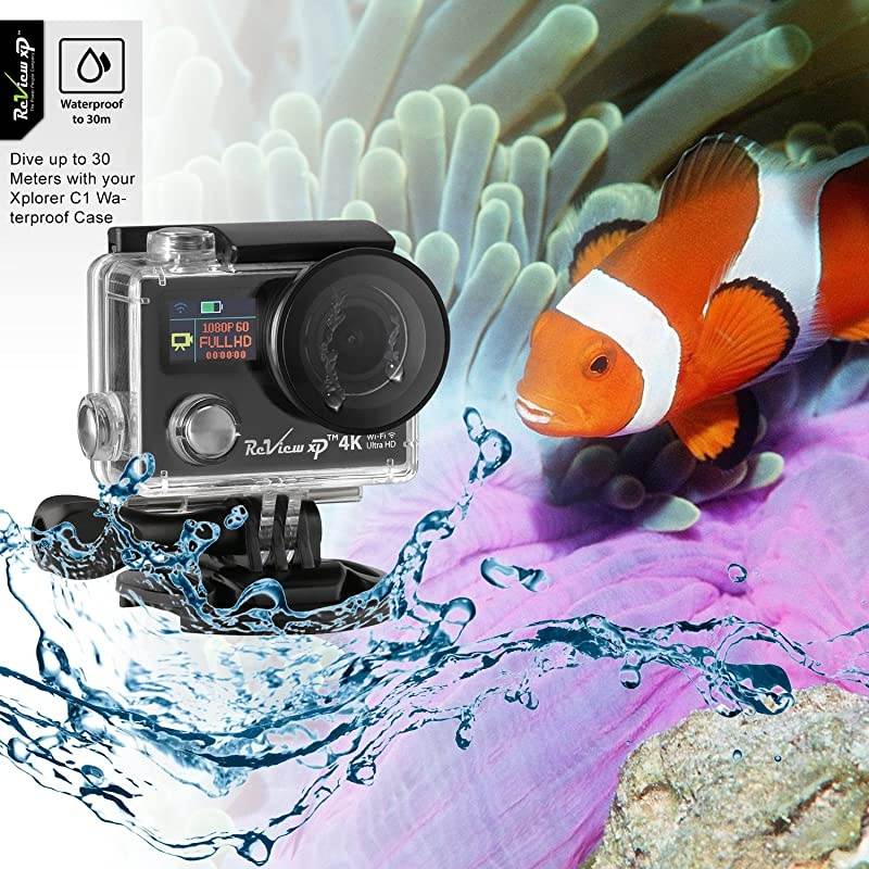 4K Wi-Fi Waterproof Sports Action Camera 12MP 25fps HD Video Underwater Camcorder 170&deg; Wide Angle Dual Screen Battery Accessories Kit &ndash; Black