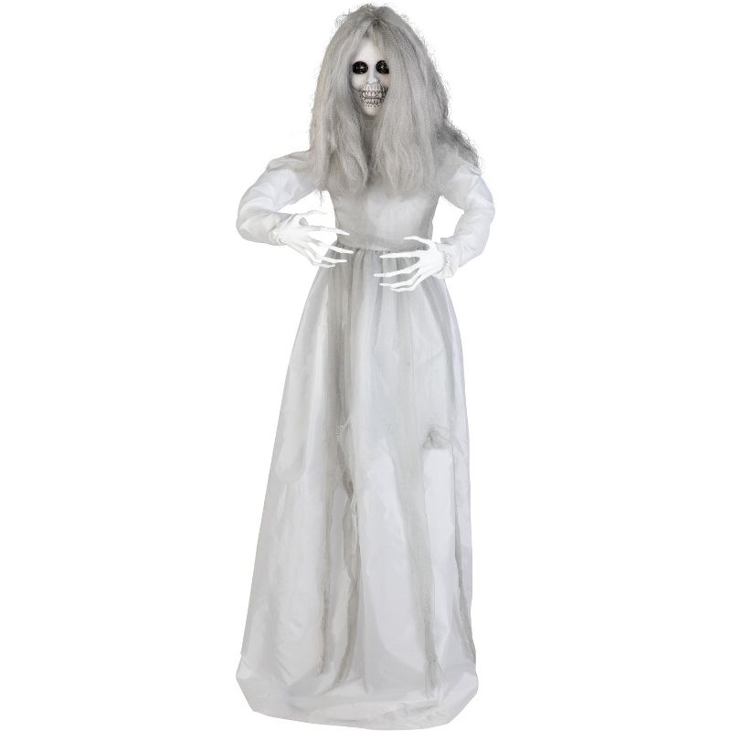 Gemmy 5Ft Life Size Animated KD Pop Up Creepy Girl, white