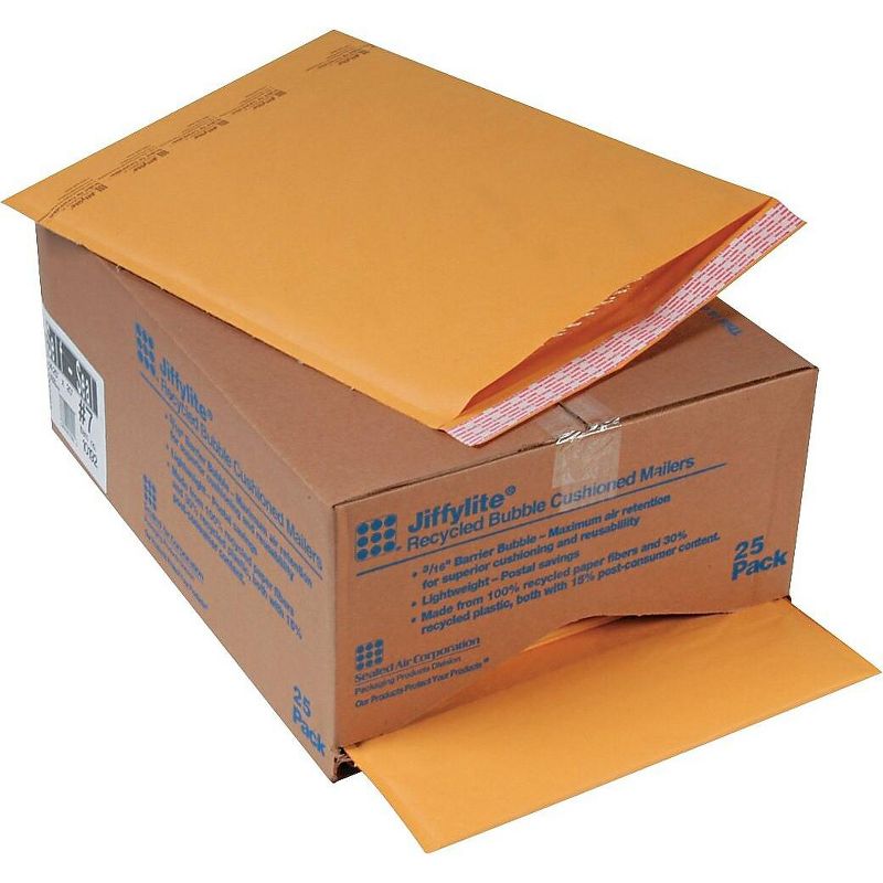 Sealed Air Jiffylite Self-Seal Mailer Side Seam #7 14 1/4 x 20 Golden Brown 25/Carton 10192