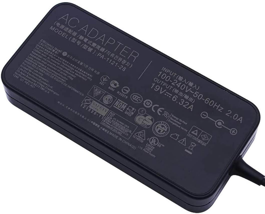 New AC Adapter Pa-1121-28 for Asus 19V 6.32A 120W GL502 GL551JW GL771JM F554LA A15-120P1A ADP-120RH UX510UW N550JX N750 ADP-120ZB X550JK X750JB R510CA R700VJ FX504 Q550LFwith 6FT AC Power Cord