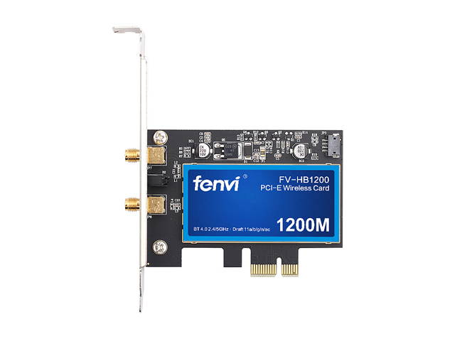 Fenvi FV-HB1200 Desktop Wireless AC1200 Dual Band PCI Express Hackintosh Wi-Fi Adapter, Bluetooth 4.0, Support Mac OS/Windows, 2.4G/5Ghz, 802.11ac, With Broadcom Wifi Card, 2x 6db Antennas
