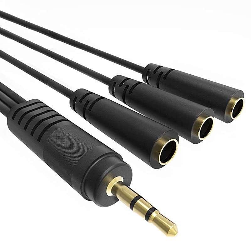 9 Inch 35mm 18quot Male to 3X Female Stereo Splitter Audio Cable 3 Way Splitter GoldPlated