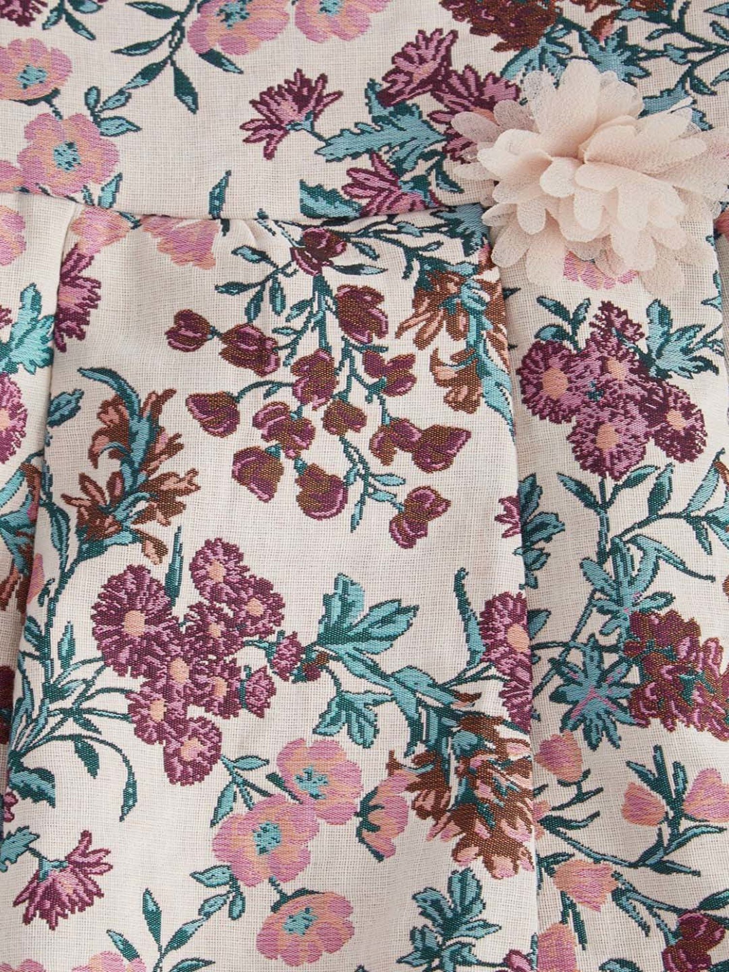 Pantaloons Junior Kids Peach Cotton Floral Print Dress