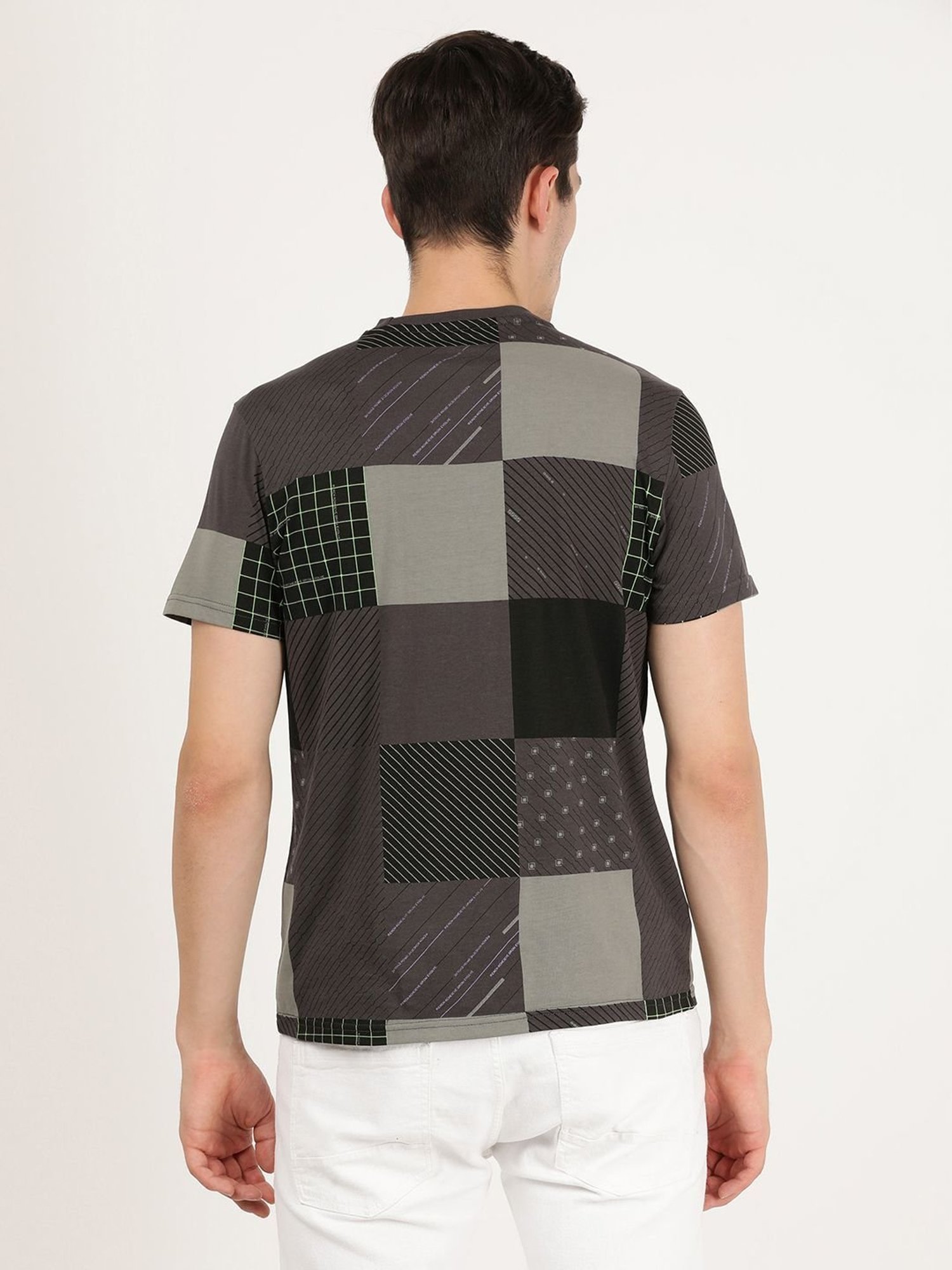 Wrangler Grey Cotton Regular Fit Printed T-Shirt