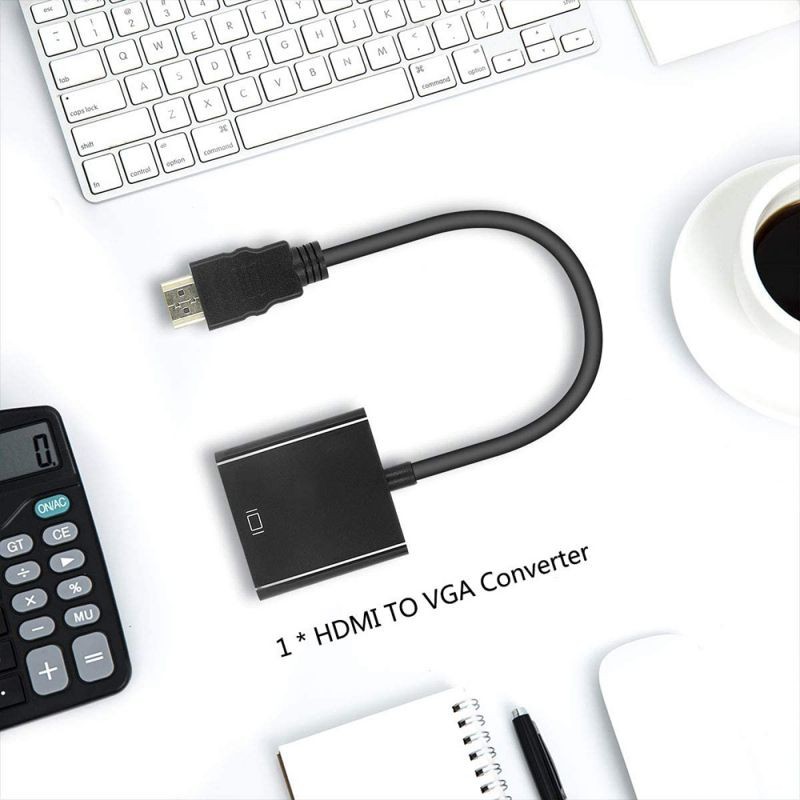 HDMI to VGA, HDMI to VGA Adapter (Male to Female) Compatible for Computer, Desktop, Laptop, PC, Monitor, Projector, HDTV, Chromebook, Raspberry Pi, Roku, Xbox and More - Black