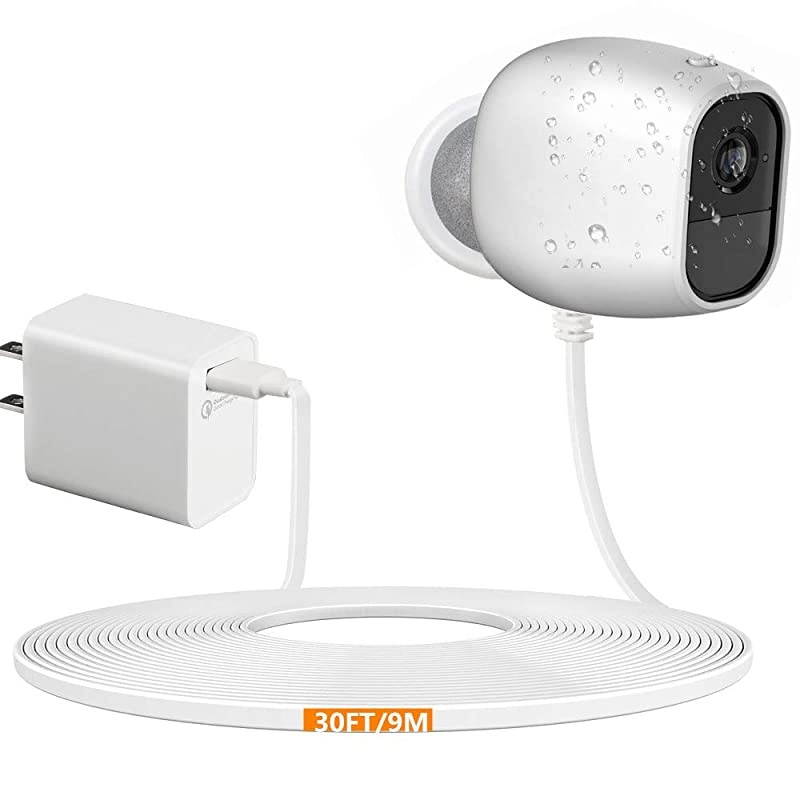 30FT Power Cables and Charger for Arlo Pro Pro 2 and Arlo Go Weatherproof Outdoor Indoor Solved The Need to Constantly Charge Batteries Arlo Charging Cable Arlo Power Cord White