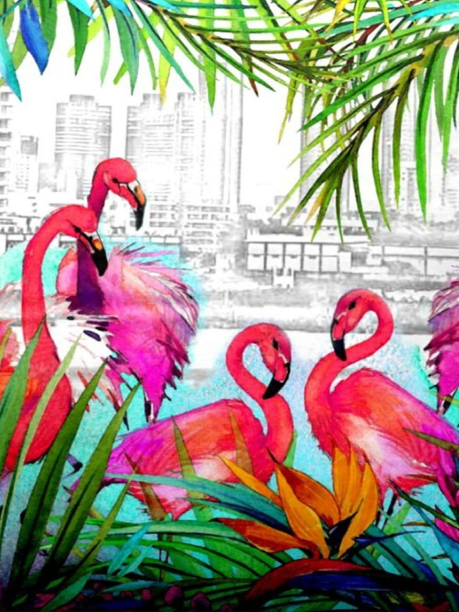 Bianca Pink & Green Digitally Printed Cushion Cover - Set Of 5