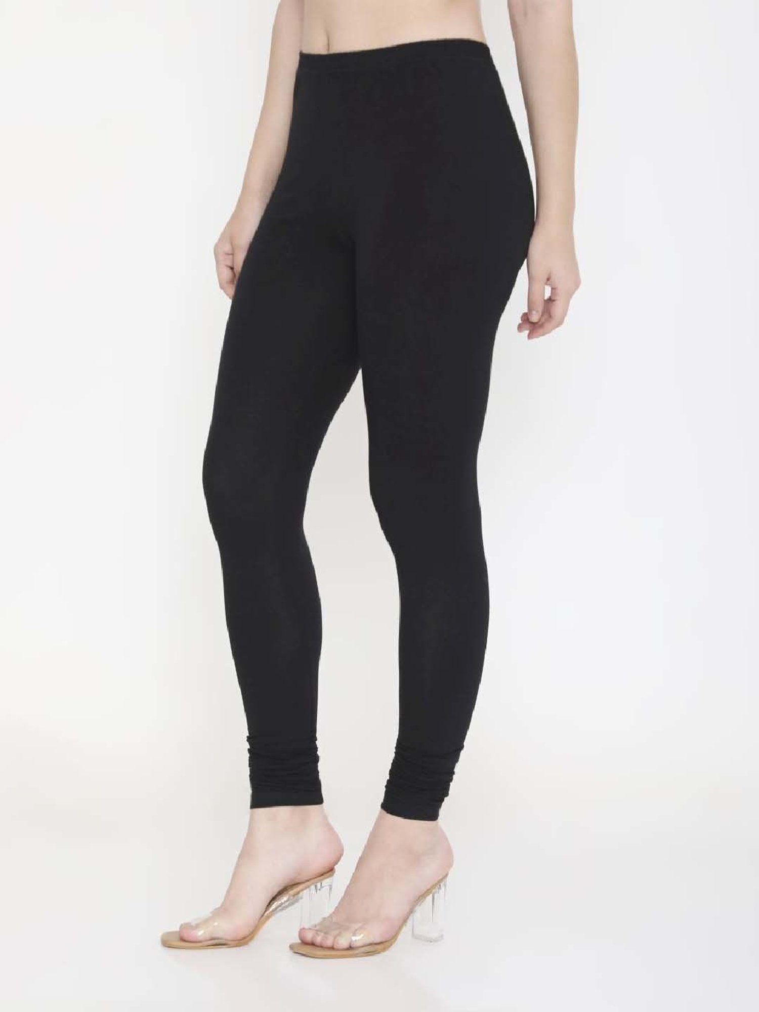 FEELINGS Black Plain Churidar Leggings