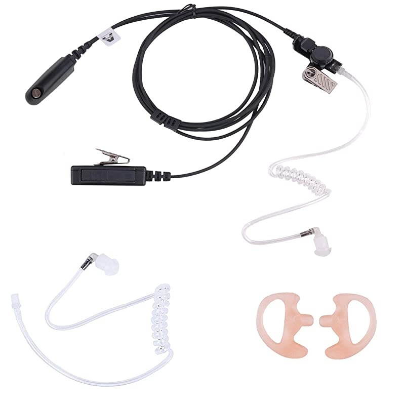 Earpiece Compatible with Motorola HT750 GP328 Walkie Talkie with PTT MIC and Acoustic Tube Two Way Radio Surveillance Survalliance Headset Security Law Enforcement