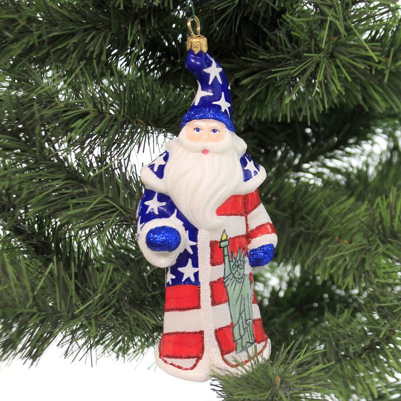 Joy To The World 6.5" Land Of The Free Santa Ornament Statue Liberty  Stars  -  Tree Ornaments