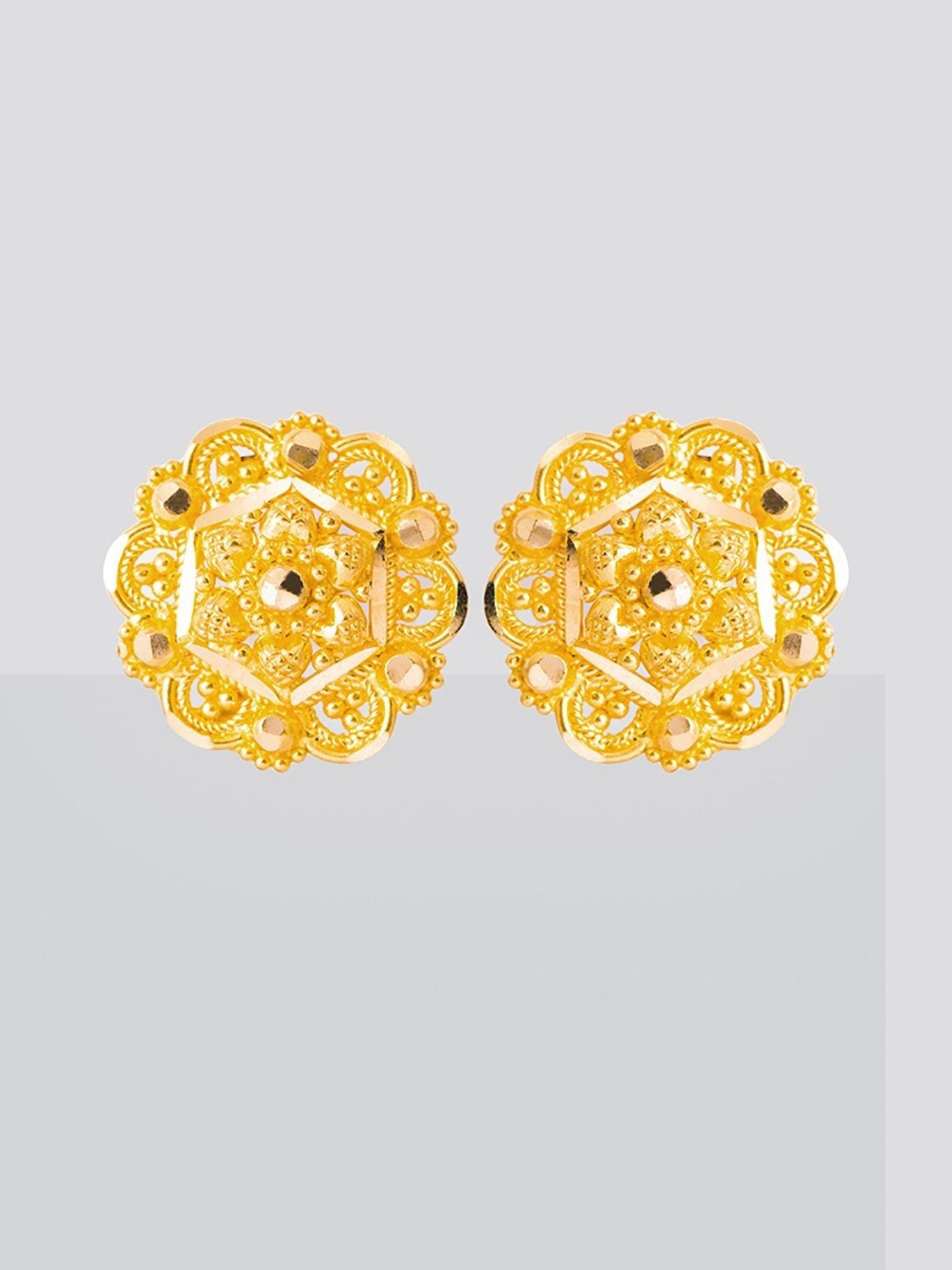 P.N.Gadgil Jewellers 22k Yellow Gold Classic Charm Stud Earrings