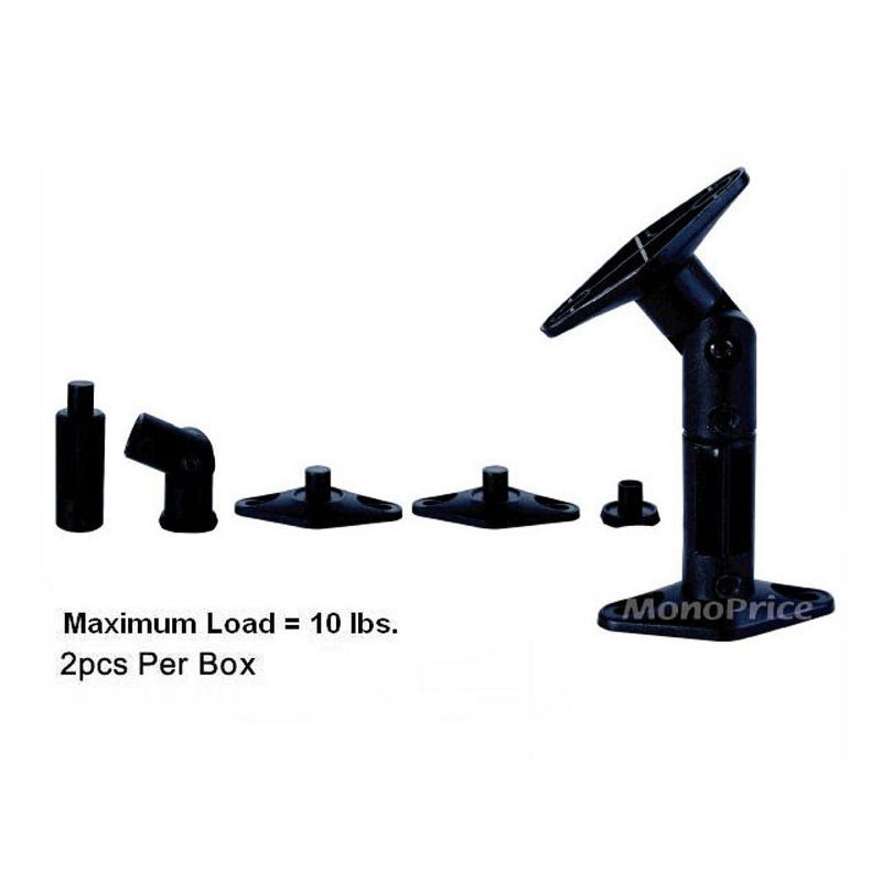 Monoprice Adjustable 10 lb. Capacity Speaker Wall Mount Brackets (Pair), Black