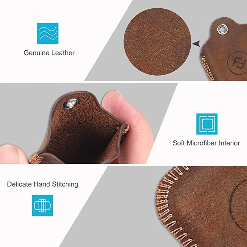 Genuine Leather Case for Tile Mate Tile Pro Tile Sport Tile Style Cube Pro Key Finder Phone Finder AntiScratch Protective Skin Cover with Keychain Brown